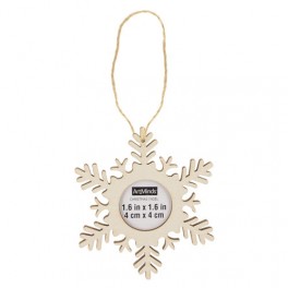 FIOCCO NEVE LEGNO CON PORTAFOTO PERSONALIZZABILE 