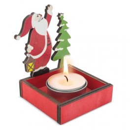 PORTACANDELE BABBO NATALE LEGNO